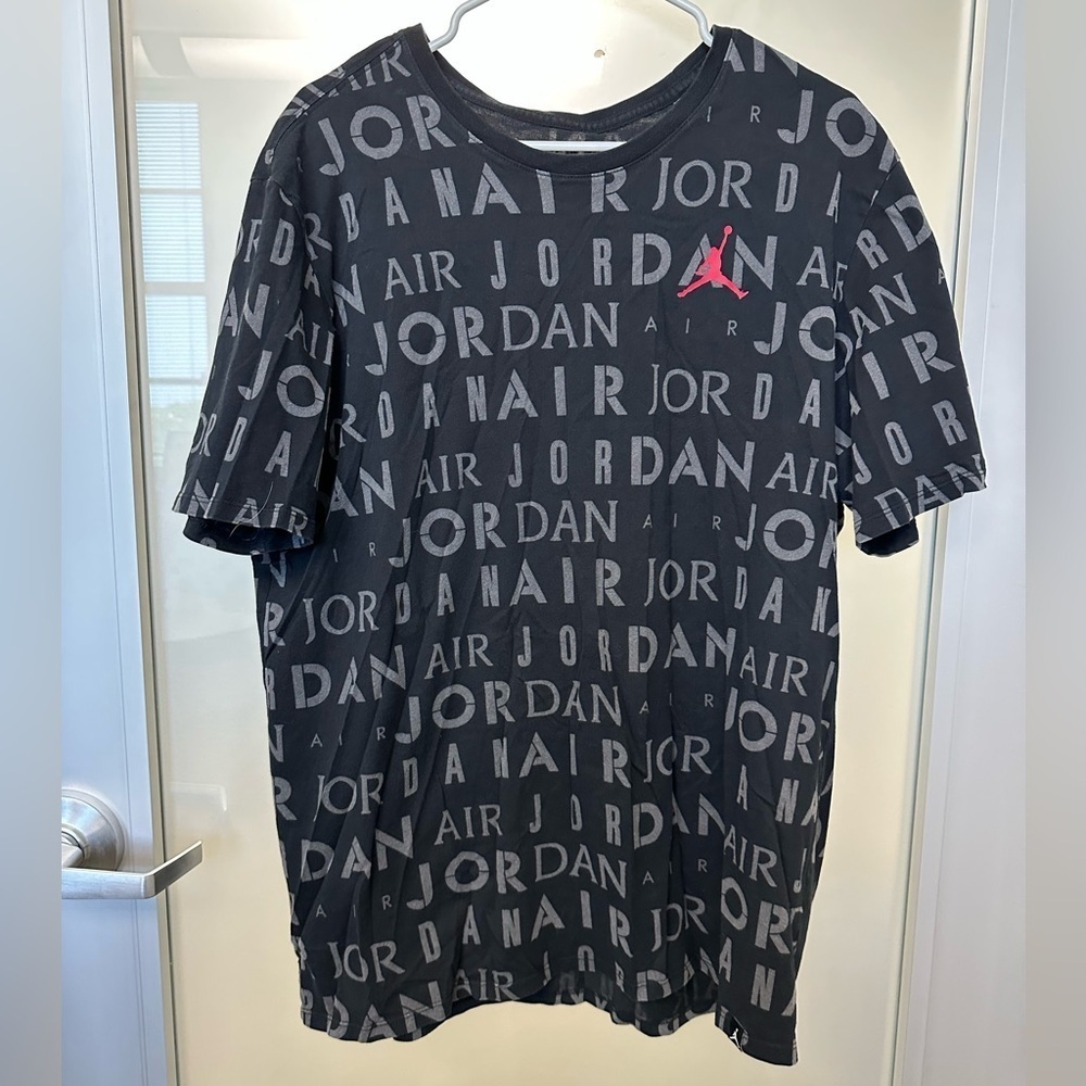 Jordan Men's Black All-Over Logo Short Sleeve T-Shirt